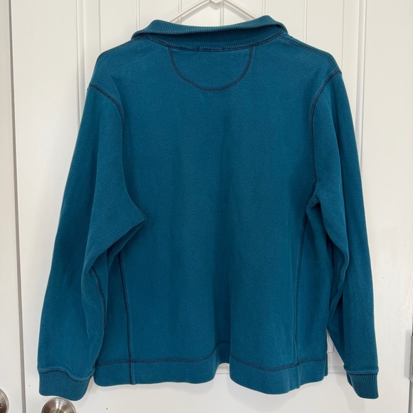 Eddie Bauer 1/4 Zip Sweater Women’s XL Teal Blue Collar 100% Cotton Pullover Top - Picture 6 of 6
